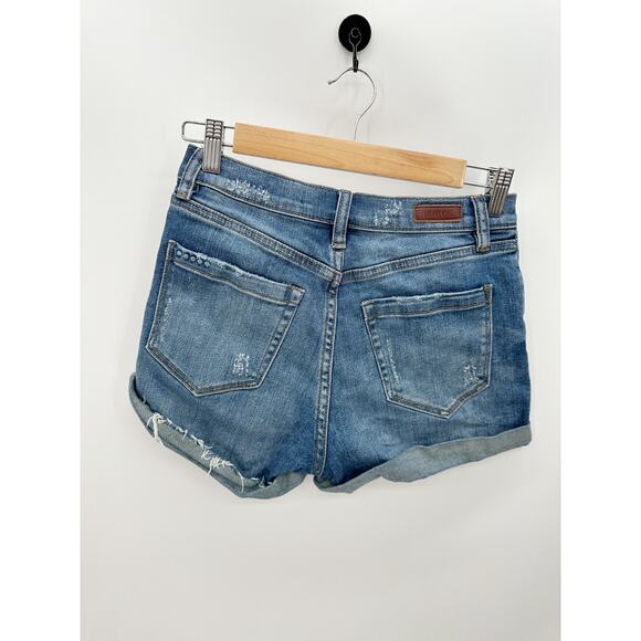 BlankNYC Medium Wash High Rise Fulton Roll Up Shorts Distressed 3" Inseam 26‎ - Picture 2 of 6